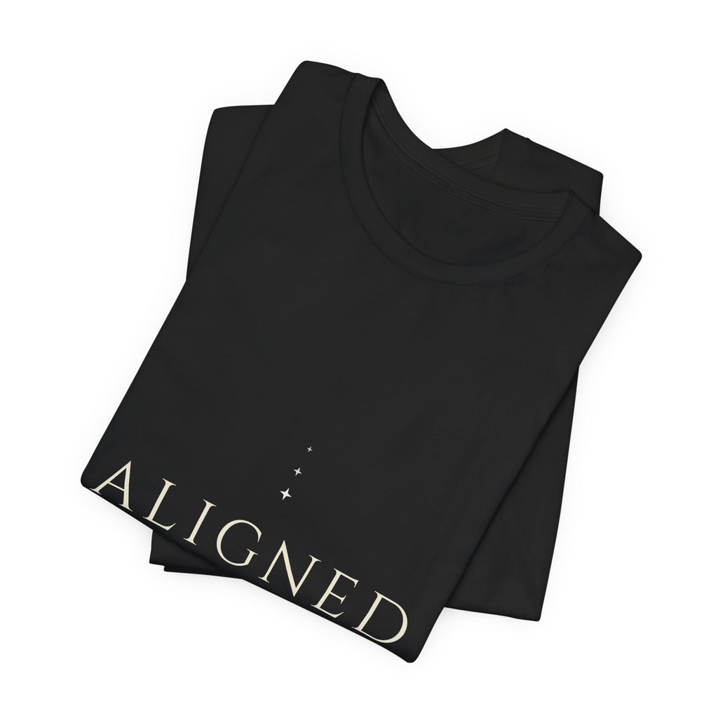 Aligned Tee — Rising Stars Serif | Moon Wild