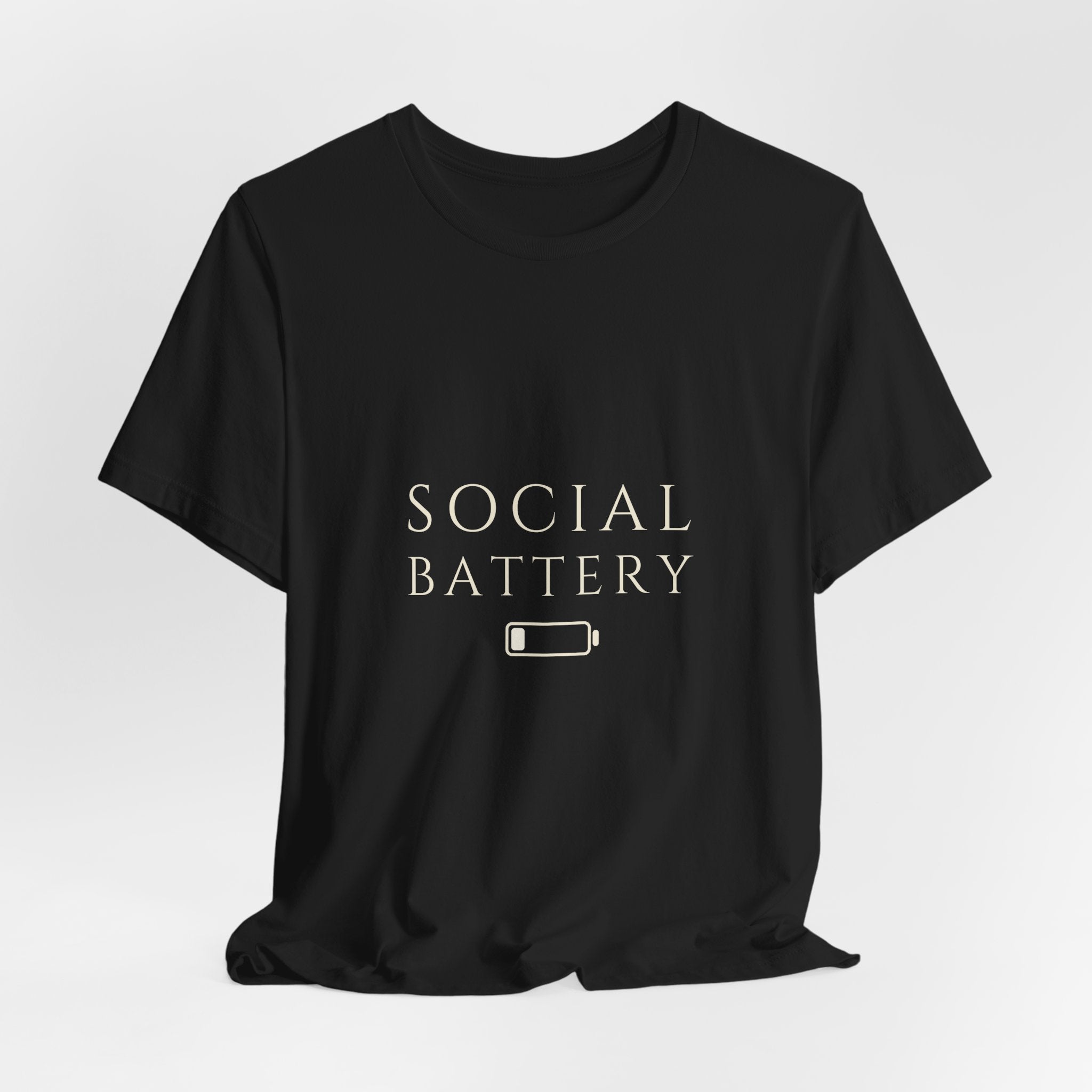 Social Battery Tee - Low Charge Serif | Moon Wild