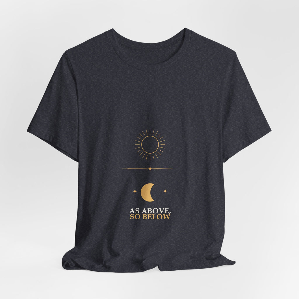 As Above So Below Tee — Celestial Sun & Moon Graphic